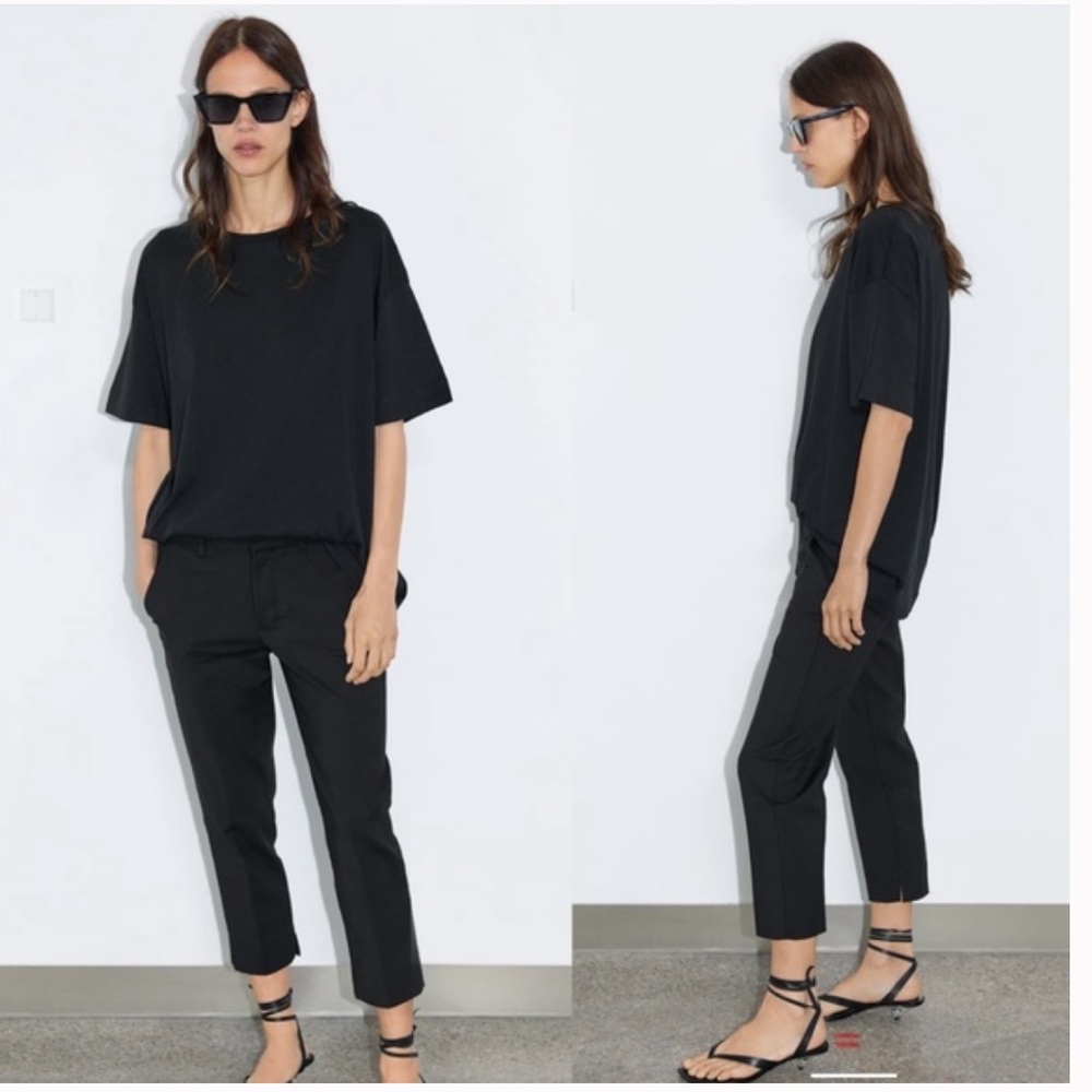 Zara crop black chino pants slacks size L